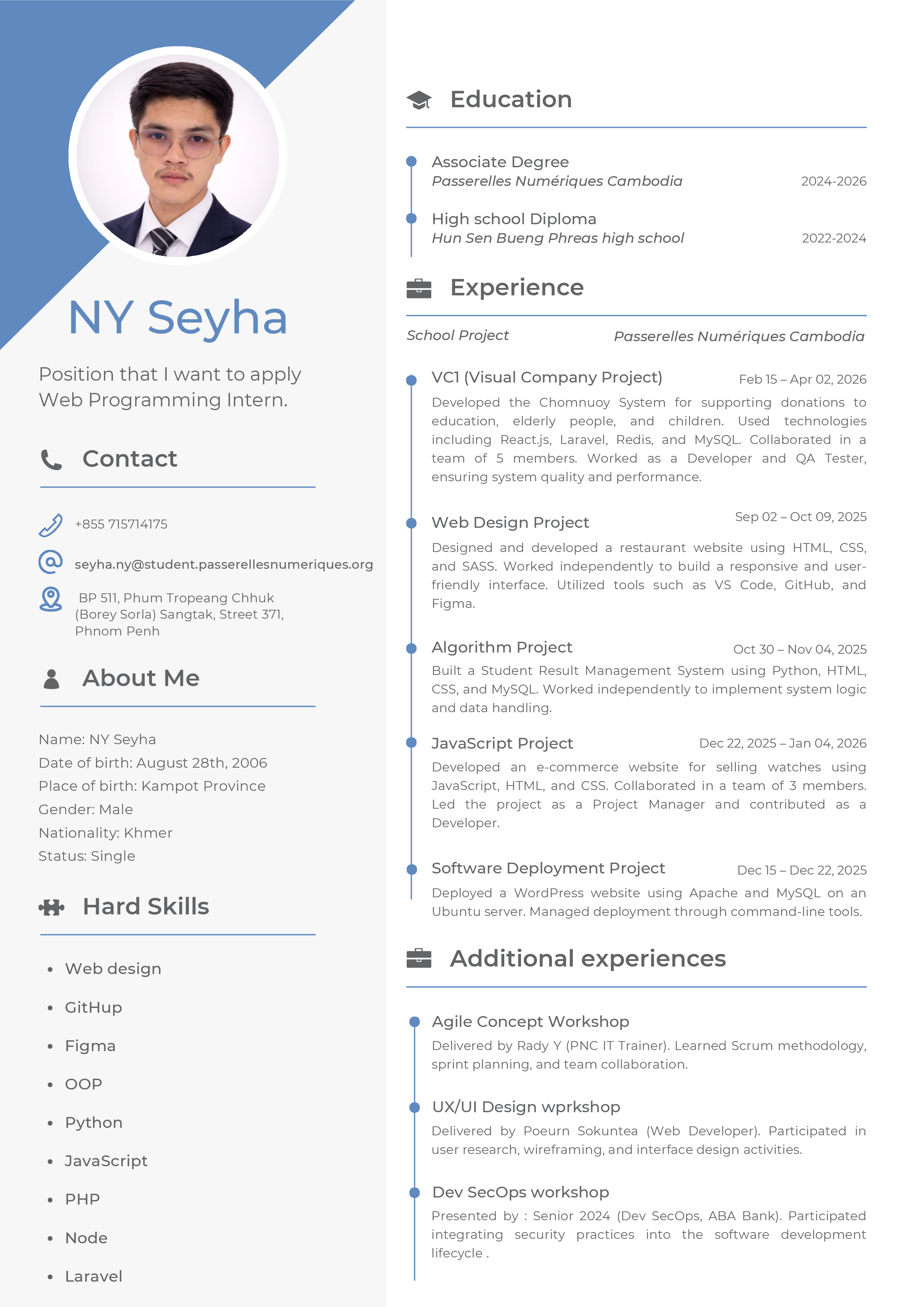 NY Seyha CV page 1 preview